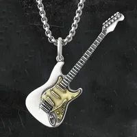 Retro Punk Music Guitar Necklace for Men Personalized Gothic Pendant Fashion Hip Hop Rock Singer Jewelry Gift