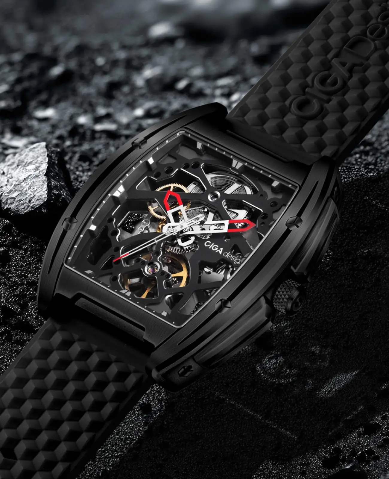 CIGA Design Automatic Mechanical Skeleton Watch for Men Z Series Black DLC Coatings Case Fashion Casual Male Watches Timepiece image 3