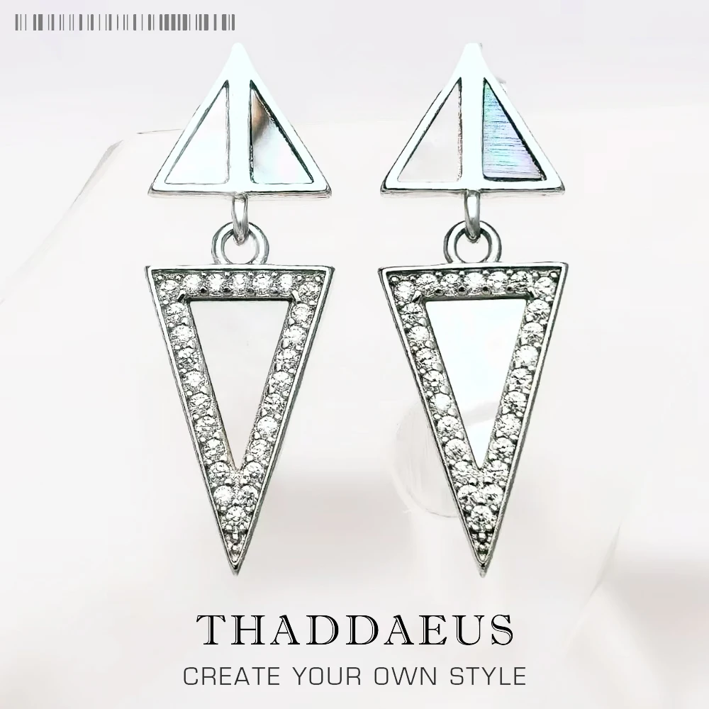 

Ear Studs Triangle Geometrical Fine Jewerly For Women Winter New Trendy Gift In 925 Sterling Silver