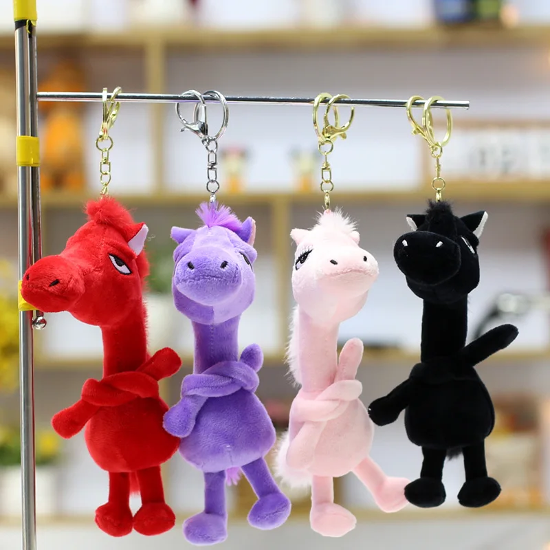 

2026 Cartoon Horse Plush Keychain Craftsmanship Plush Doll Stuffed Black Horse Toy Room Decoration