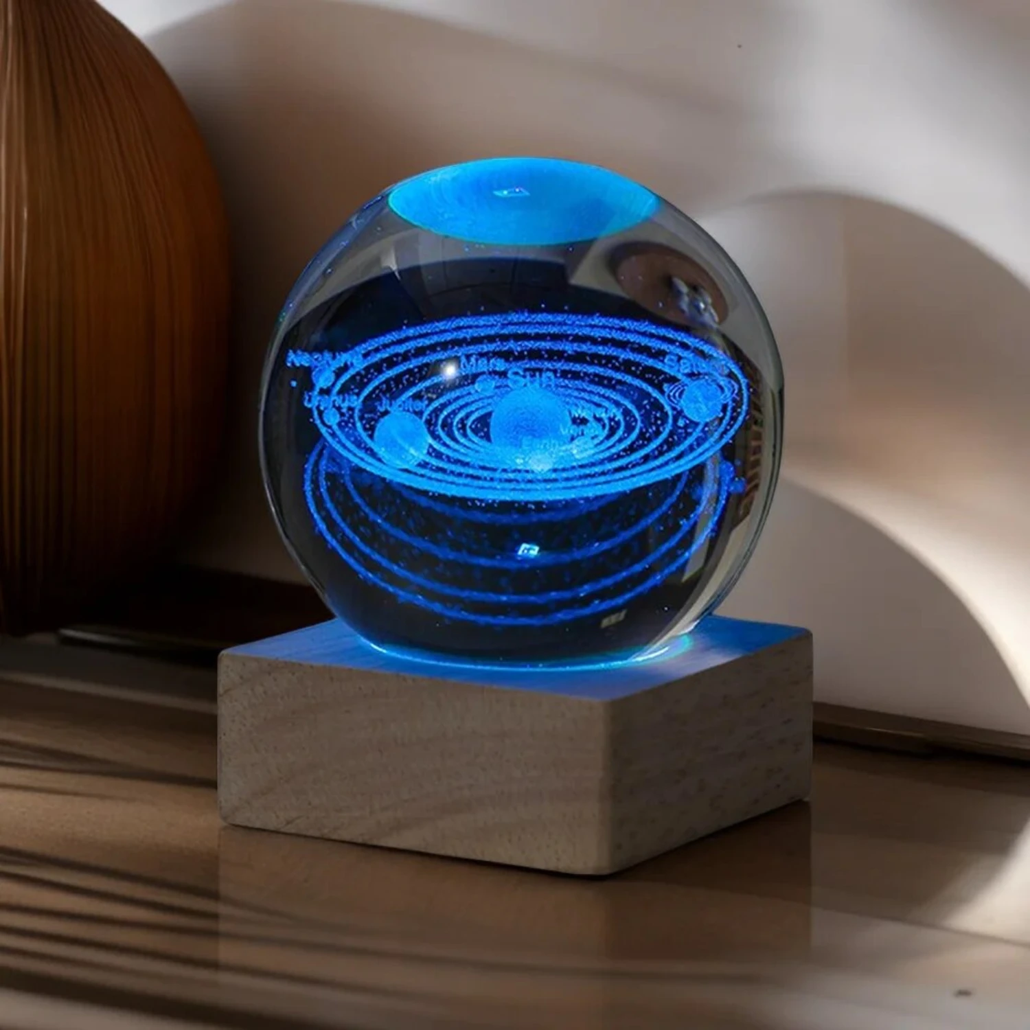 Stylish and unique crystal ball night lamp inspired by solar theme, part of the creative Milky Way Cosmos series, a perfect beds