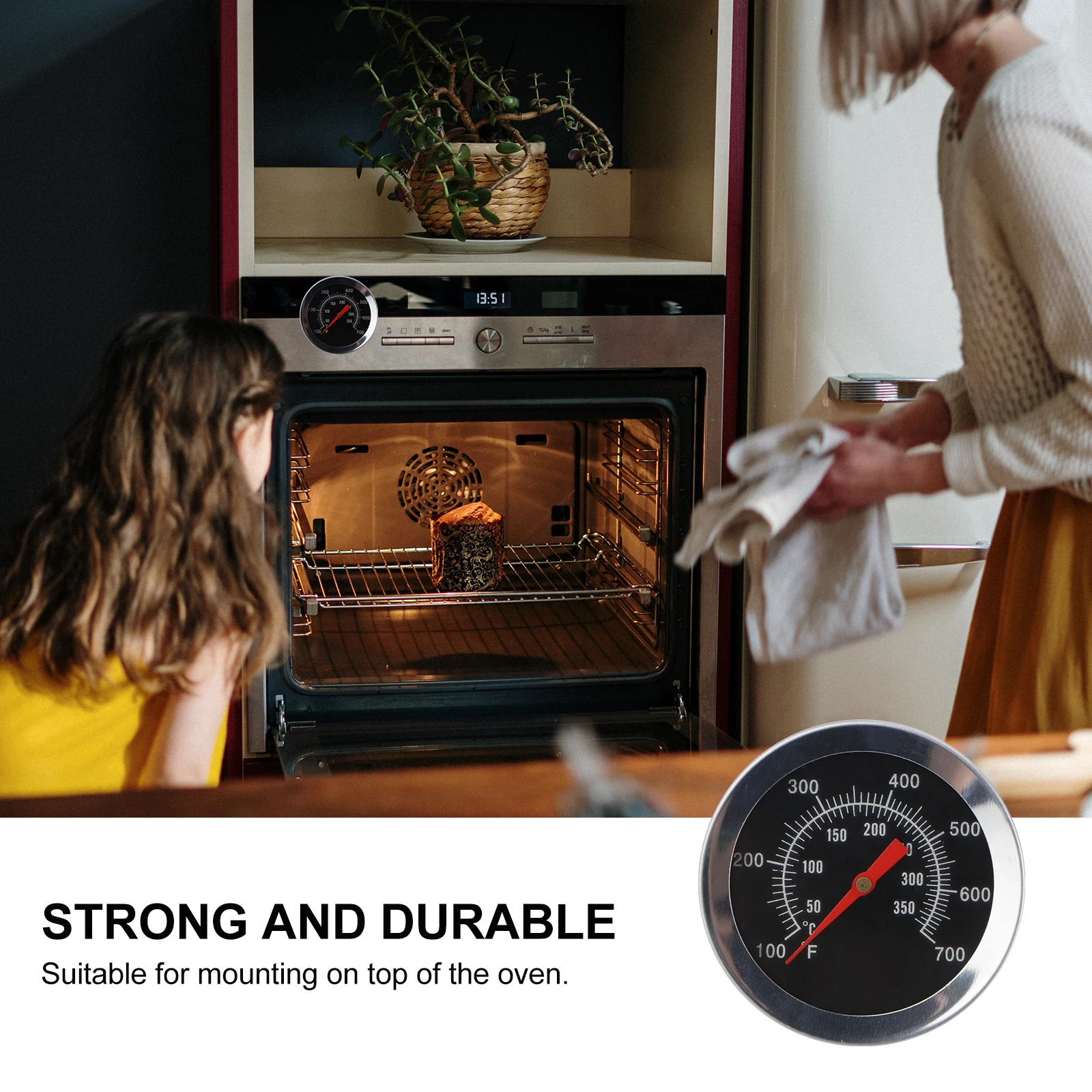 

Stainless Steel Thermometer 100-350°F Waterproof Grill BBQ Meat Oven High Heat Resistant Easy Install Cooking Food