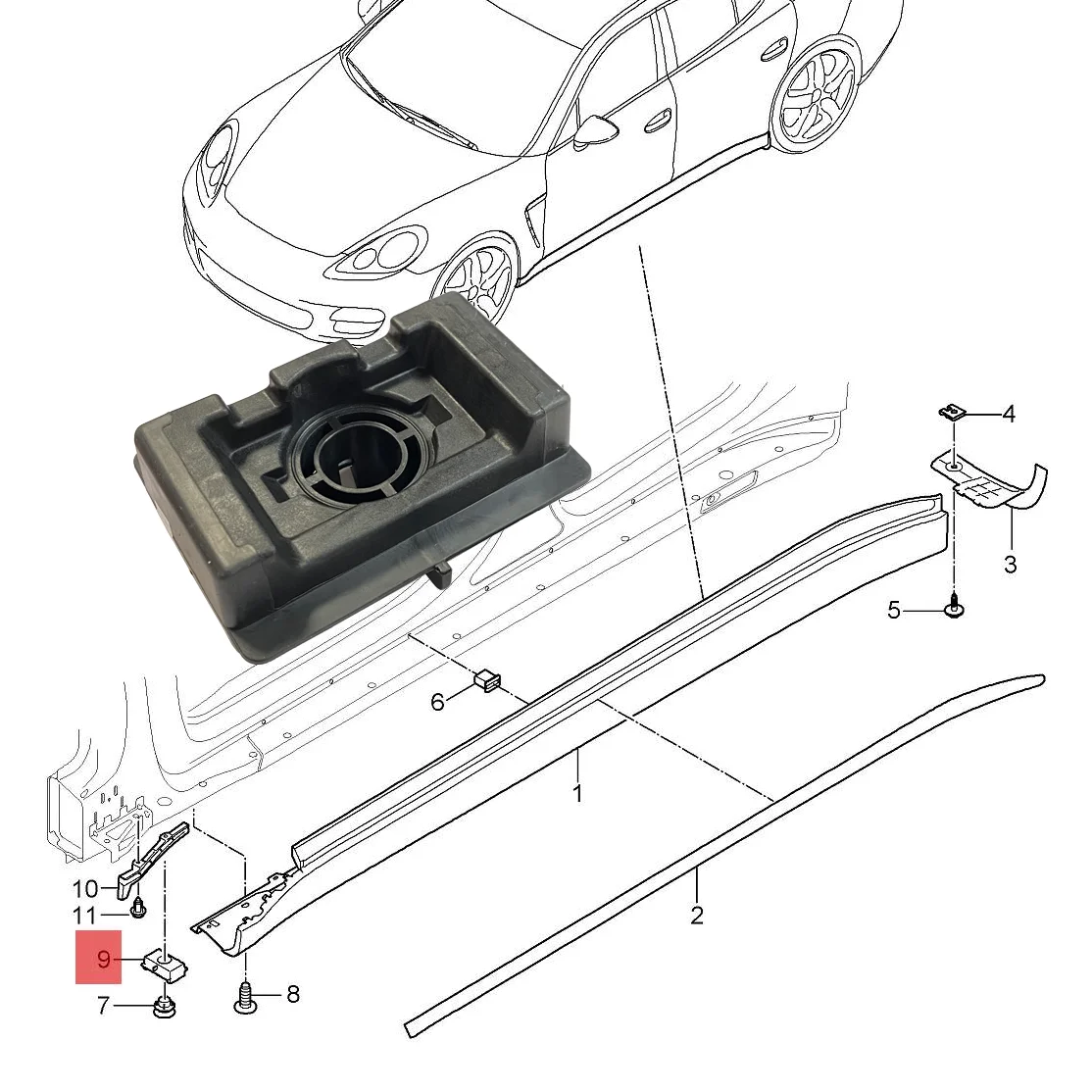

97050458500 97050458501 Точка поддержки автомобильного домкрата для Porsche panamera 970 2010 One car используется 4