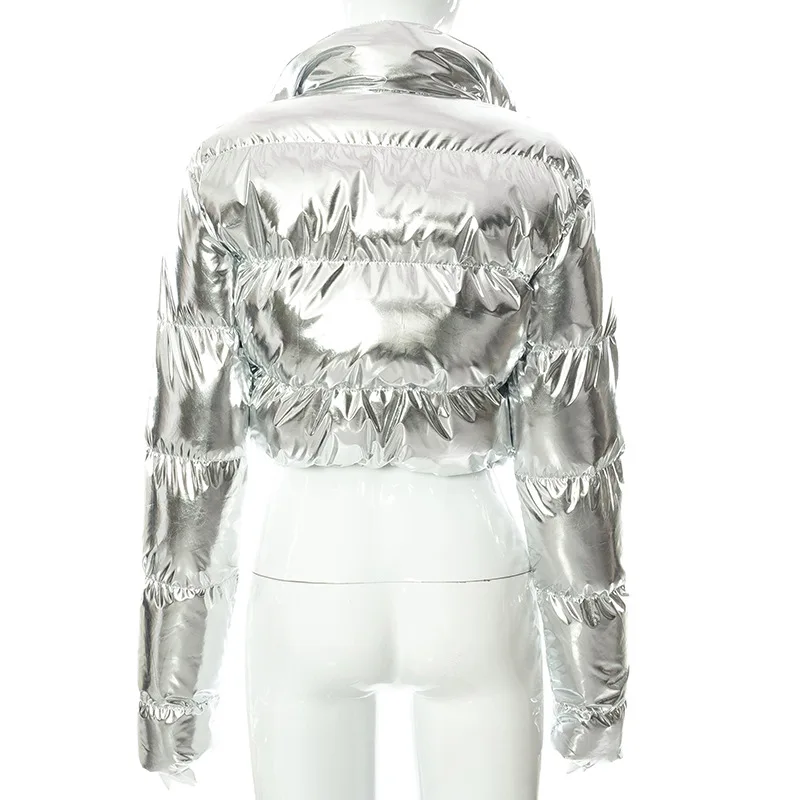 2026년 신상품 유행 여성 출퇴근용 짧은 스타일 광택 코트, 브레드 재킷, 다운 코튼 코트