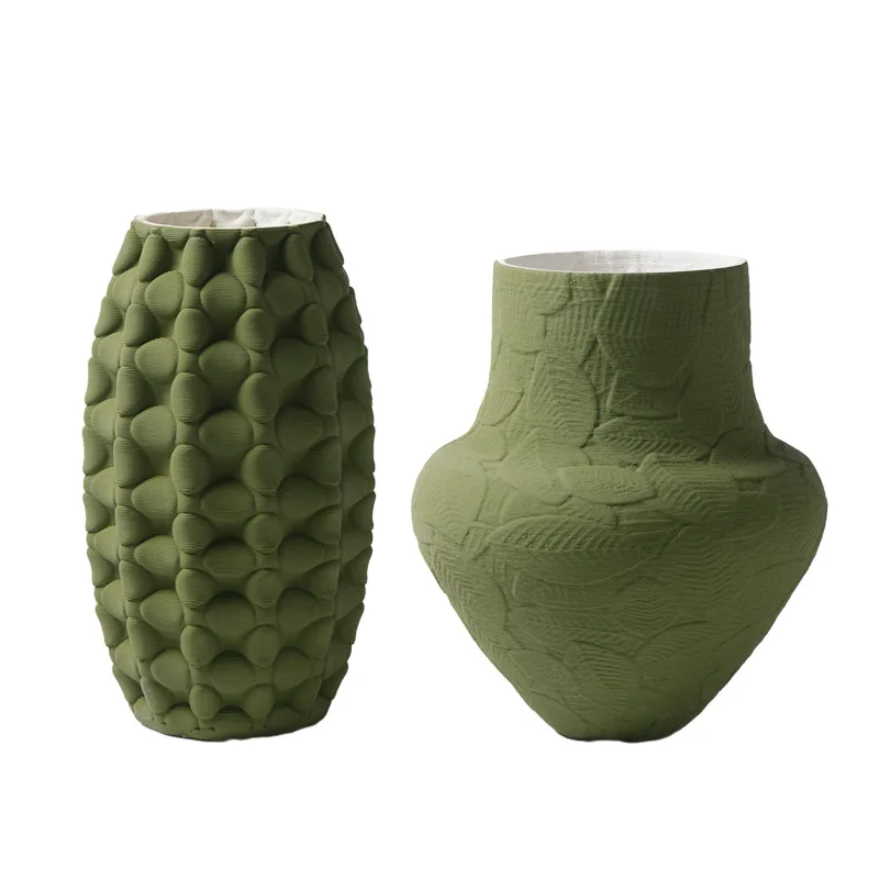 Modern Simple Morandi Color Ceramic Flower Ware, Living Room Dining Table Creative Dry Vase Soft Decoration Ornament