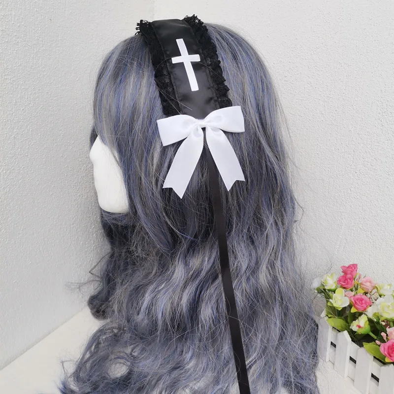 Anime Lolita Headpiece Halloween Dark Gothic Nun Subculture Hair Band Gothic KC Sweet Lolita Accessories