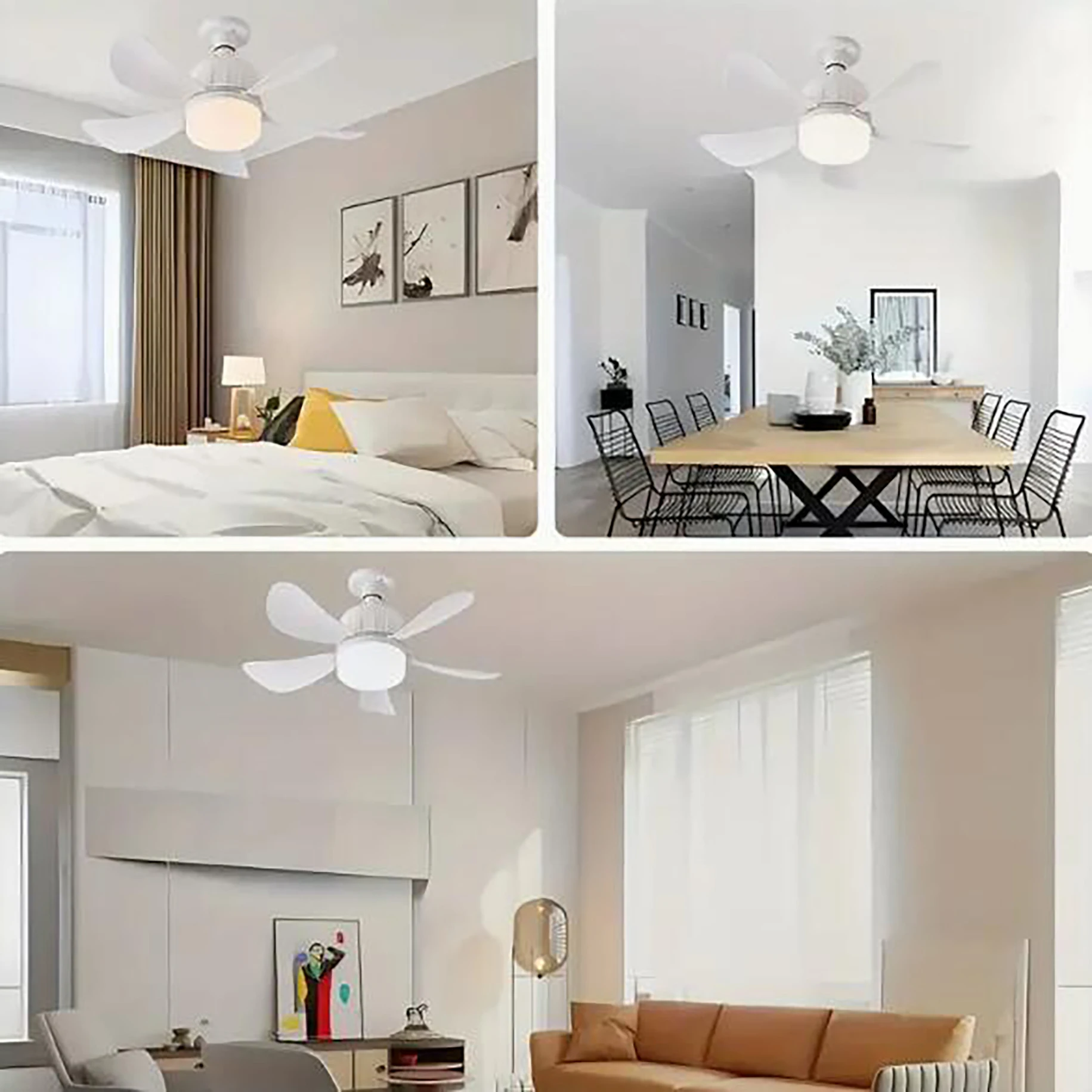 1pc Fan with light, no noise, adjustable ceiling fan, suitable for bedrooms, kitchens, living rooms, balconies