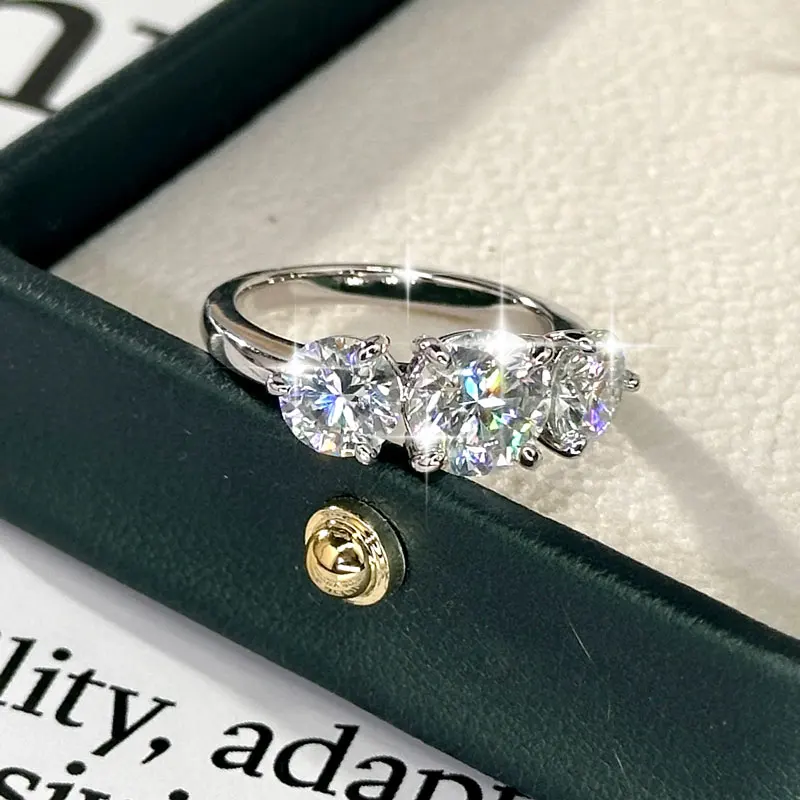 

Lnkry Exquisite Sparkling Three Stone Moissanite Engagement Ring For Women 14k Gold Filled Rings Fine Jewely With Certificates