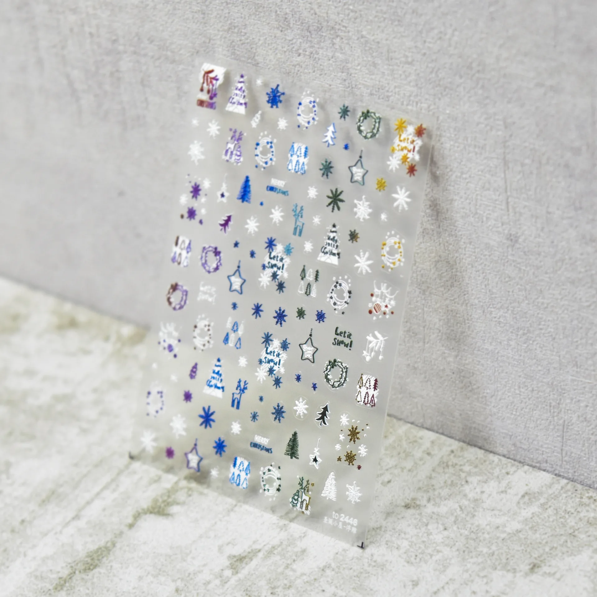 エンボス加工されたネイルアートステッカー,高品質,絶妙,クリスマスシリーズ,キャビン,1ピース,5D