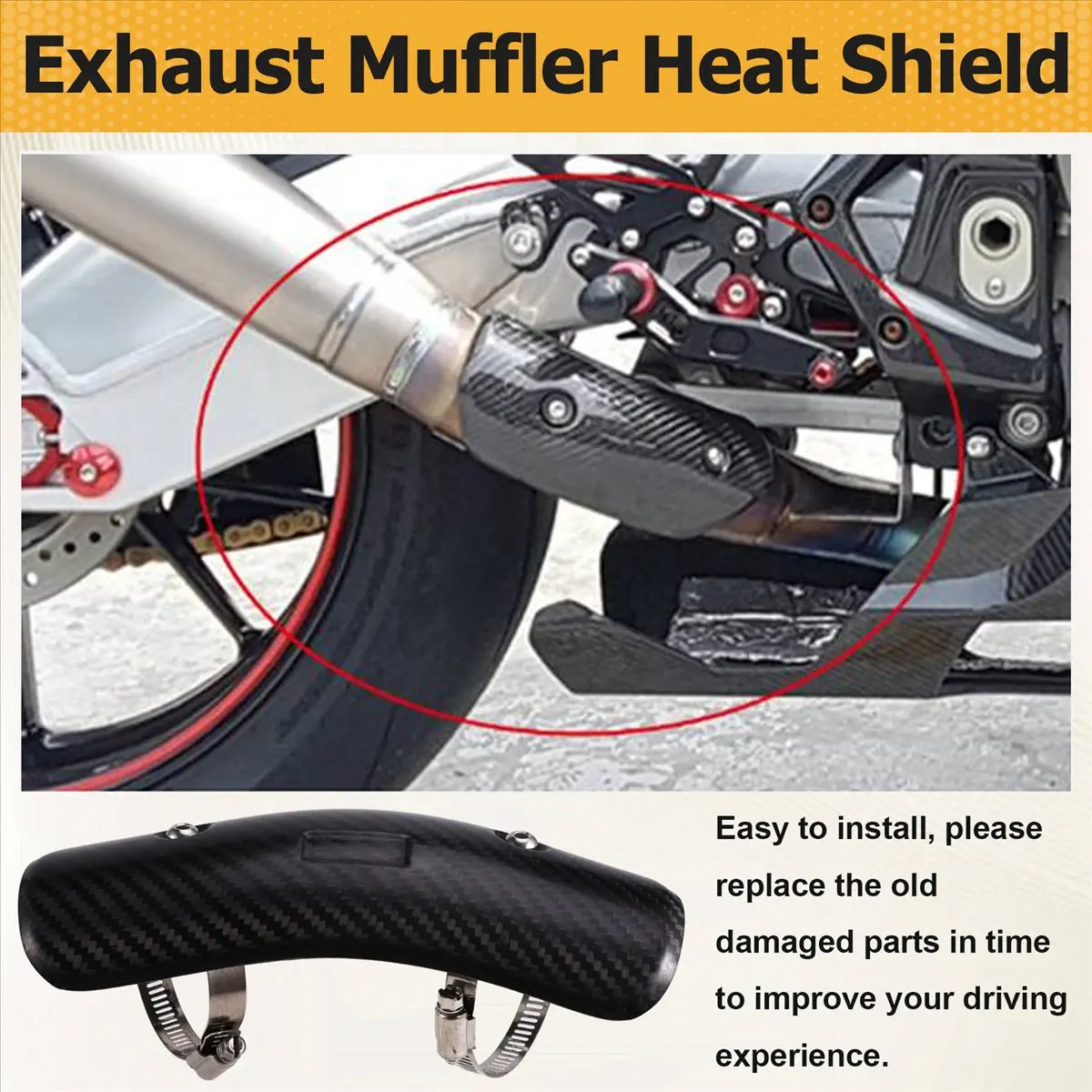 Super Sale Motorcycle Exhaust Muffler Middle Connection Link Pipe Protector Heat Shield Cover Guard for Yamaha Kawasaki Honda