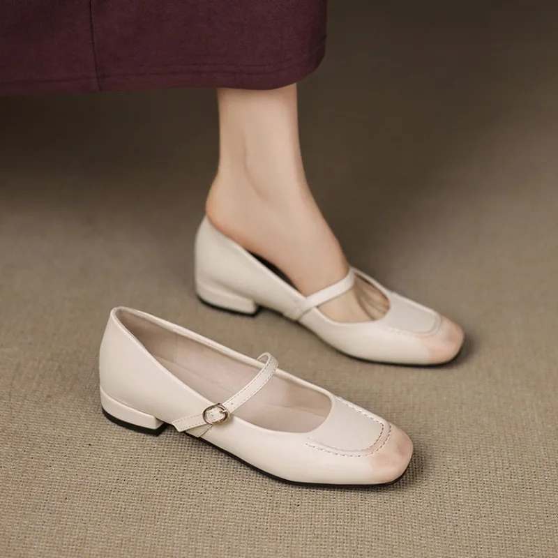 Popular Women's Flat Shoes with Square Toe Metal Buckles in Spring 2026 Are Suitable for Office Parties. Daily Size 32-43.