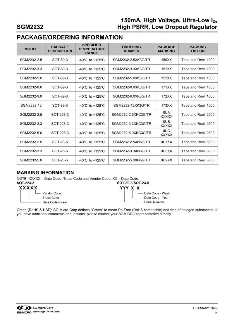 10Pcs/Pcs SGM2032-4.2YN5G/TR SOT-23-5,Marking：YJ42 ,Fixed Output Voltage 4.2V,LDO,Low Power,Low Dropout,RF Linear Regulator