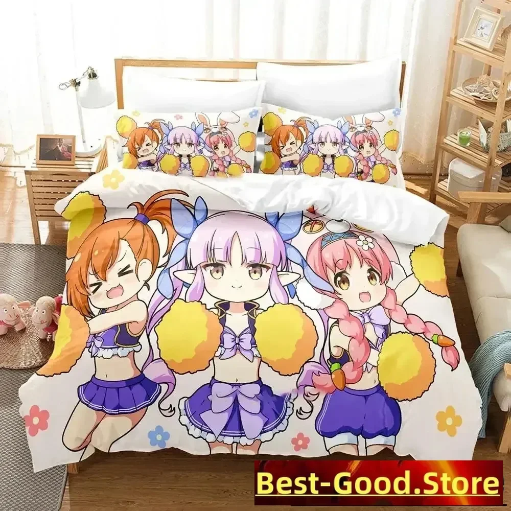 Anime-Spiel Princess Connect! ReDive Bettwäsche-Set, Bettbezug, Bett-Set, Bettbezug, Kissenbezug, Tröster, King-Size-Bett, Queen-Size-Bett, für Jungen und Erwachsene