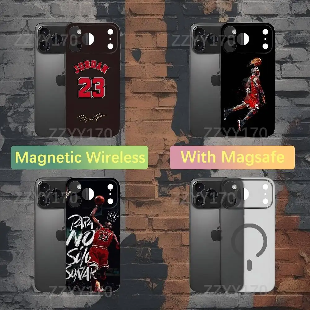 

M-MichaelS No-23 J-JordanS Phone Case For iPhone 17,16,15,14,13,12,X,XS,Pro,Max,Plus,E,Air,Mini with Magsafe Magnetic Frosted