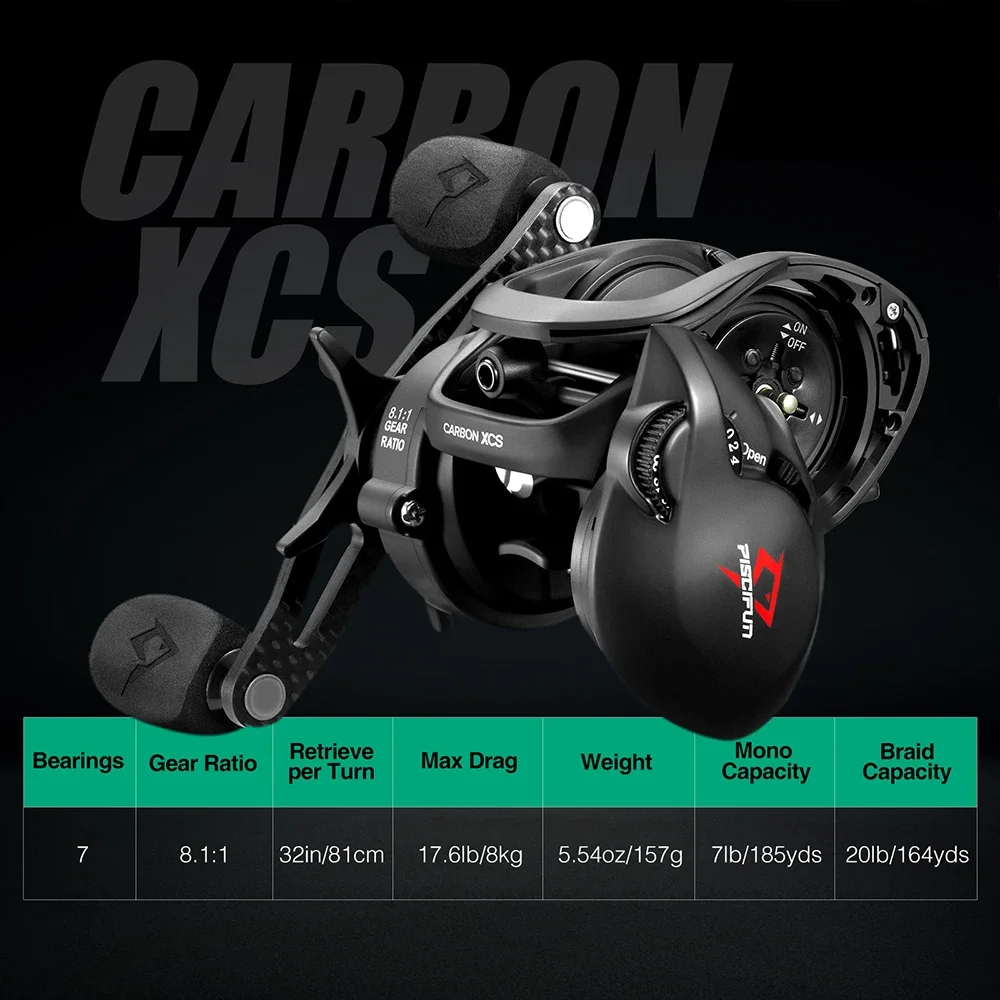 Piscifun Carbon XCS Baitcaster Reel 8kg Drag 156g Baitcasting