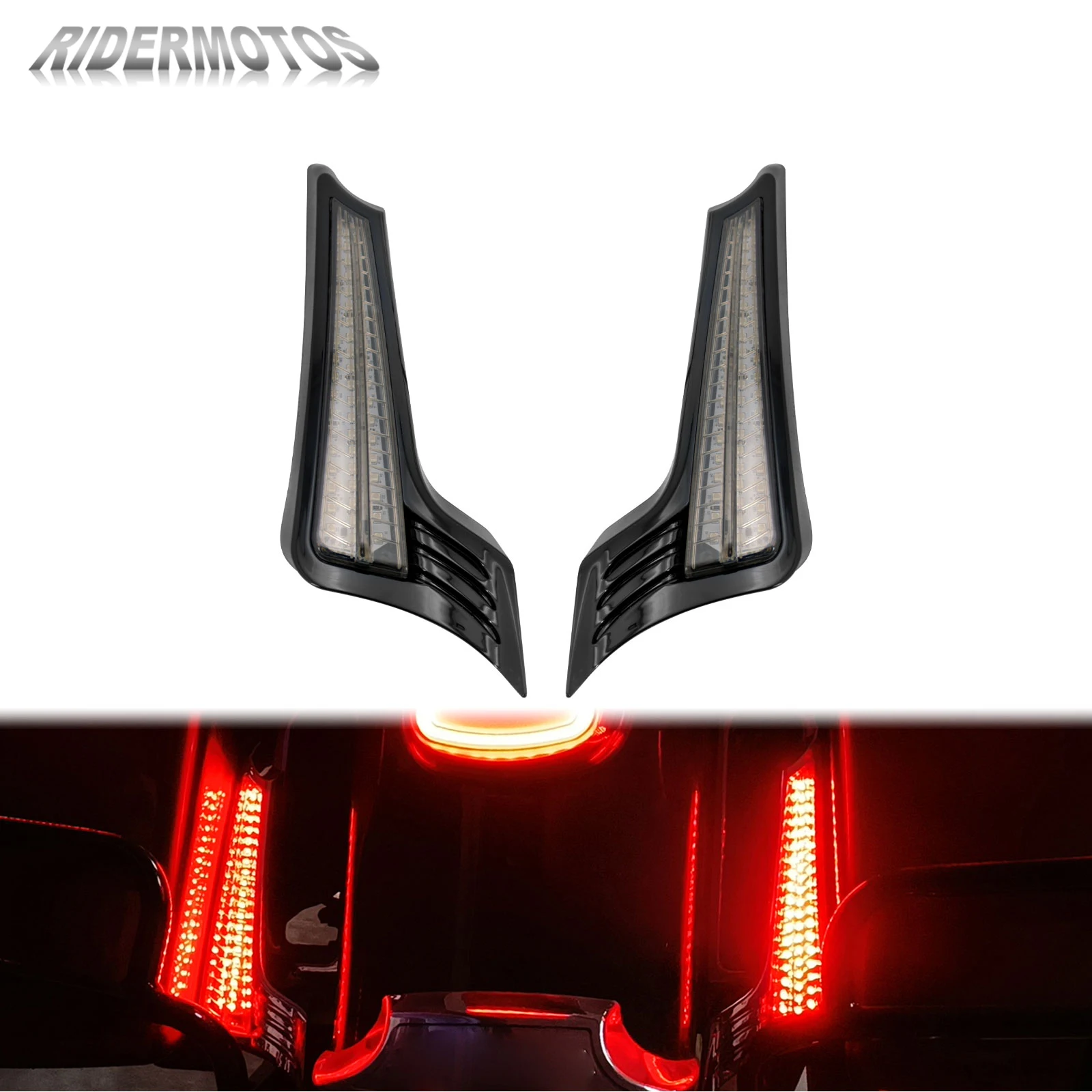 

Rear LED Side Lights Fender Filler Panel Brake Turn Signal Lamp For Harley Touring Road King Road Street Glide FLHTK FLHT 14-24