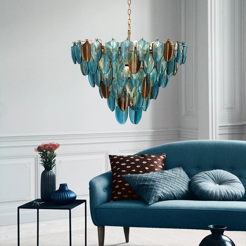Modern Large Dining Room Dia.80cm Chandeliers Art Glass Lampshade Light Kitchen Office Pendant Lamp Home Luminaires