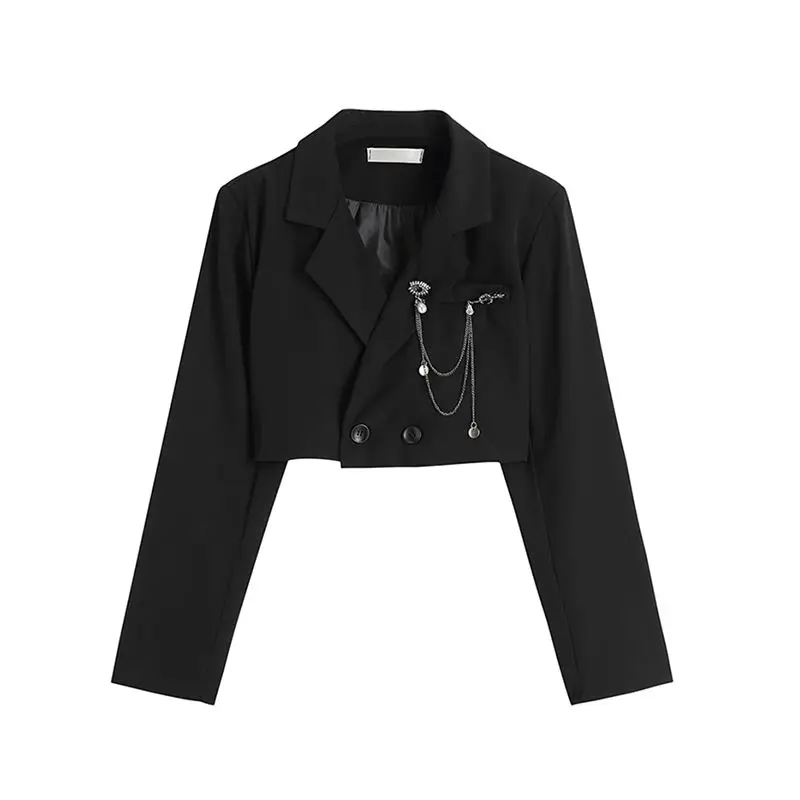 Blazer à manches longues pour femmes, petit costume, manteau slim polyvalent, veste courte, automne, nouveau, 2024