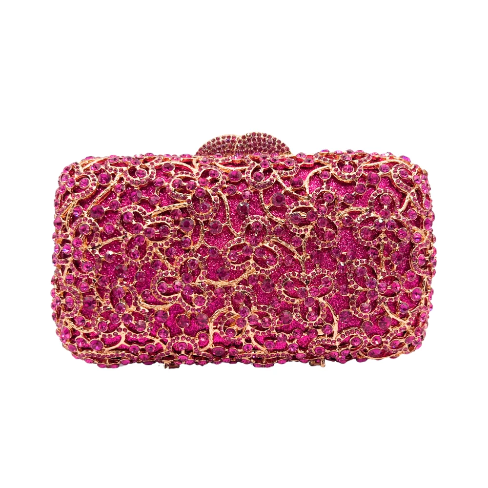

2025 Latest Models Flower Shaped Diamond Decoration Clutch Bag Ladies Magnetic Clasp Portable Evening Bag