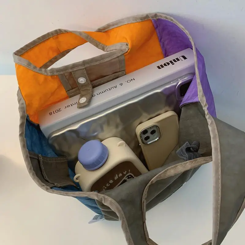 

Dopne Canvas Ox Cloth Tote Bag Waterproof Lunch Bag Beach Canvas Bag Mommy Bag for Work Casual Double Handle Soft Bag