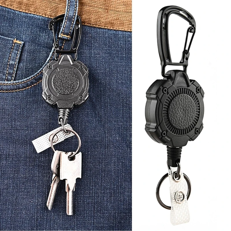 80CM Multifunctional Roll Retractable Keychain Bag Recoils ID-Card Holder Keyring Keychain Stainless Steel Rope Keyring Dropship