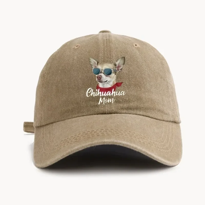 Hot selling Chihuahua Mom Washed Retro Dad Hat Men's and Women's Baseball Hats