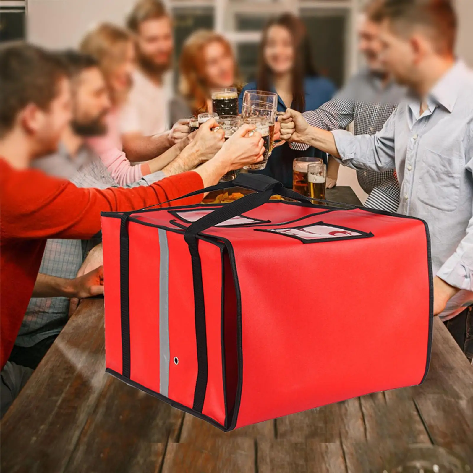 

Develivey Bag Carrier for Deliveries with Handle Red Large Capacity Pizza Warmer Bags Grocery Bags for Camping Outdoor Picnic