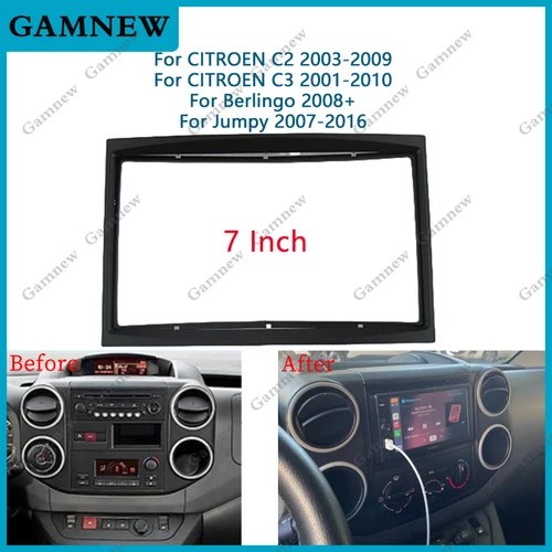 Imagen 1 del producto Panel de radio Fascia para coche para CITROEN C2 2003-2009; C3 2001-2010; Berlingo 2008+;Jumpy 2007-2016 Kit de tablero placa adaptador moldura embellecedora