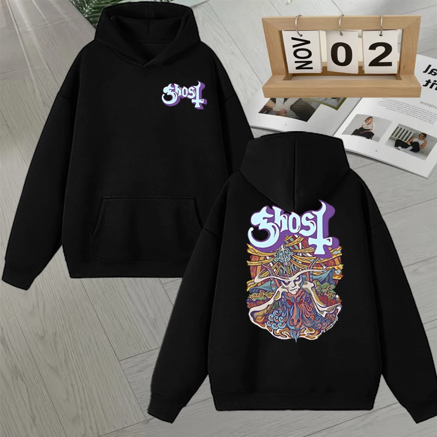 

Hot Ghost Band Graphic Hoodies Men Women Y2k Sweatshirts Oversized Hip Hop Pullovers Fleece Streetwear Unisex Long sleeve Hoodie