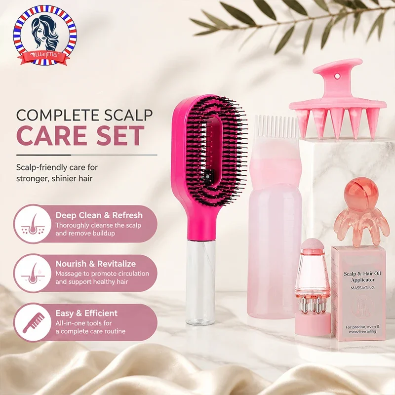 

5PCS Hair Care Styling Set, Detangling Spray Hair Brush, Hair Oil Applicator Bottle, Shampoo Brush, Octopus Scalp Massage Tool