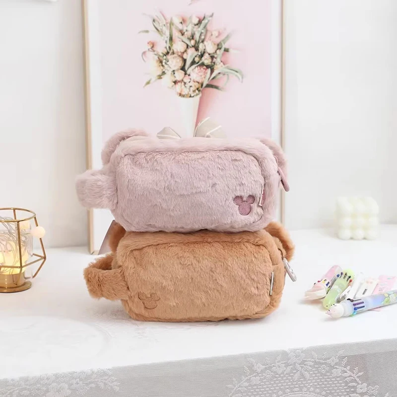 Disney Plush Cosmetics Bag Shelliemay Disney Bear Duffy Kawaii Cartoon Student Pencil Case Cosmetics Storage Bag Toys Girls