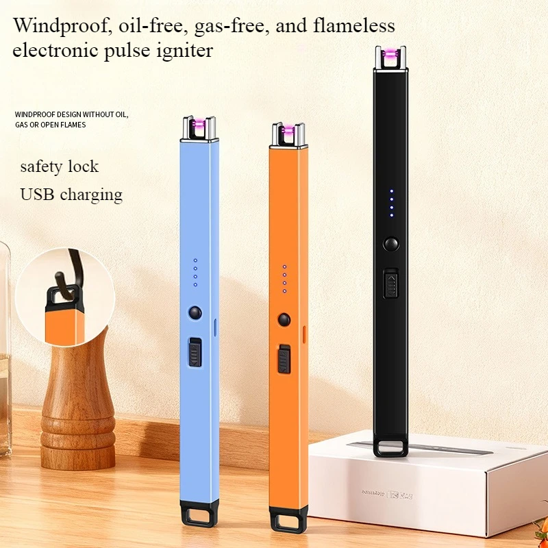 Arc Igniter Long Strip Lighter with LED Power Display, Type-C Rechargeable Portable Survival Tool for Camping Picnic Ignition
