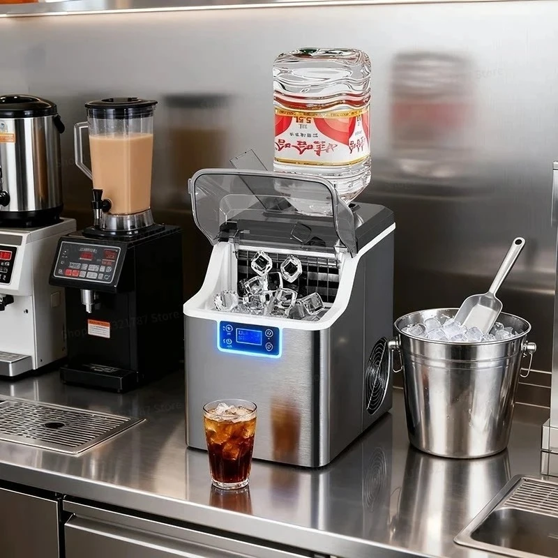 For Commercial Household Small Milk Tea Shop Ice Manual Bottled Water 30kg Dormitory Bar Ice Cube Machine