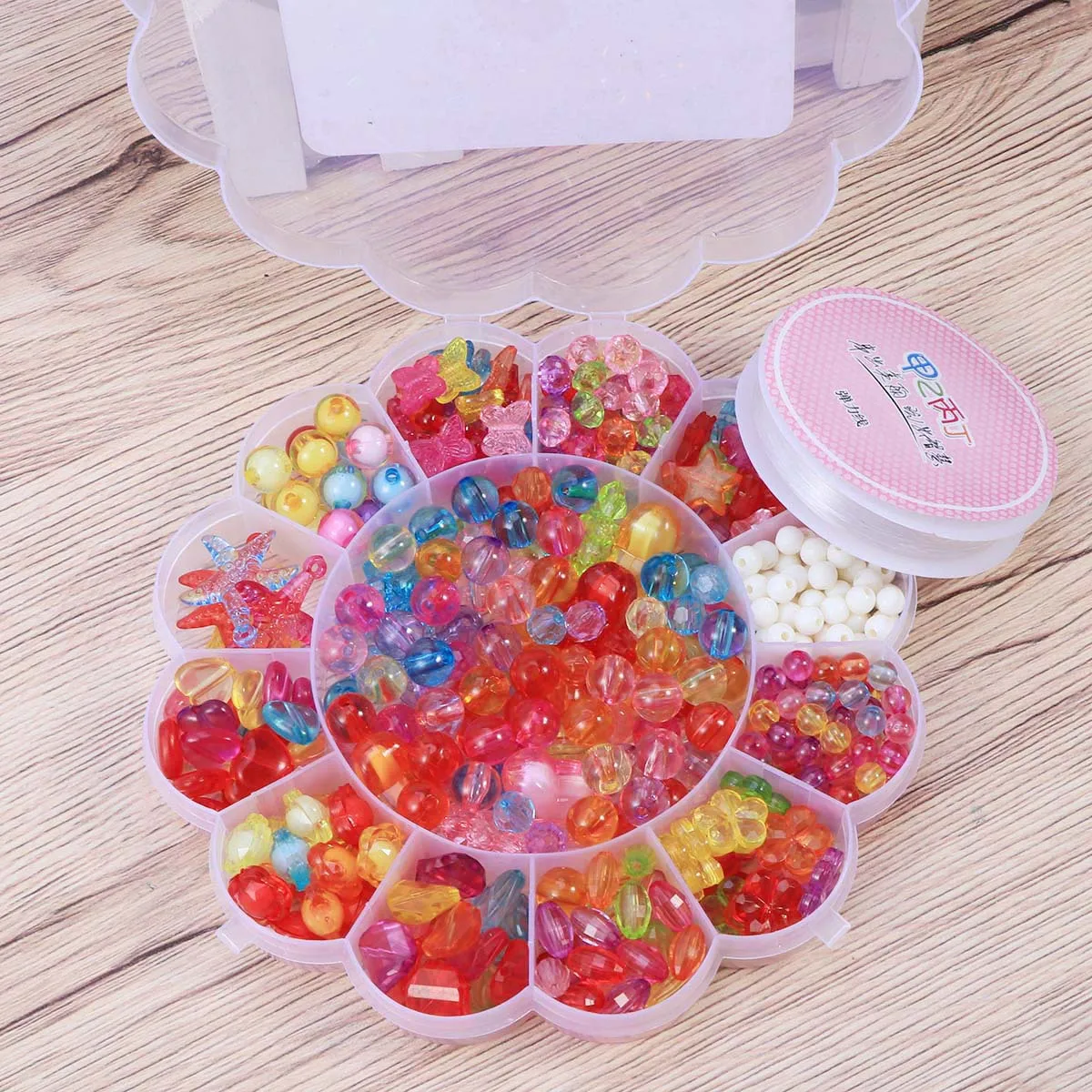 Bead Kids Set Colorful Acrylic Beads For Jewelry Making Craft Diy Bracelet Children Educational Assorted Shapes Patterns