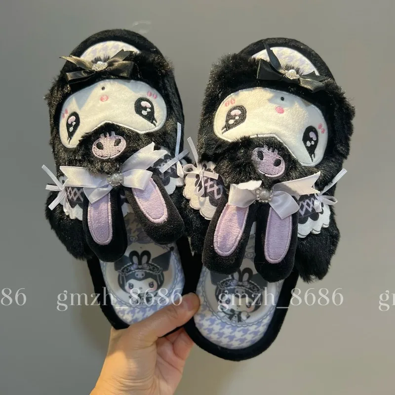 Sanrio Hello Kitty My Melody Cinnamoroll Kuromi Pluche Pluche Teen Thuis Lolita Slippers voor Meisjes Vier Seizoenen Thuis Slippers