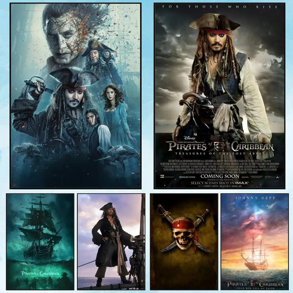Póster en lienzo de caligrafía con pintura de piratas del Caribe: decoración de pared duradera resistente al agua sin arrugas para todos los espacios