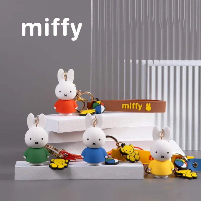

New Miffy Keychain Korean Women's Exquisite Cartoon Doll Keychain Ins Student Backpack Kawaii Hanging Chain Couple Car Keychain