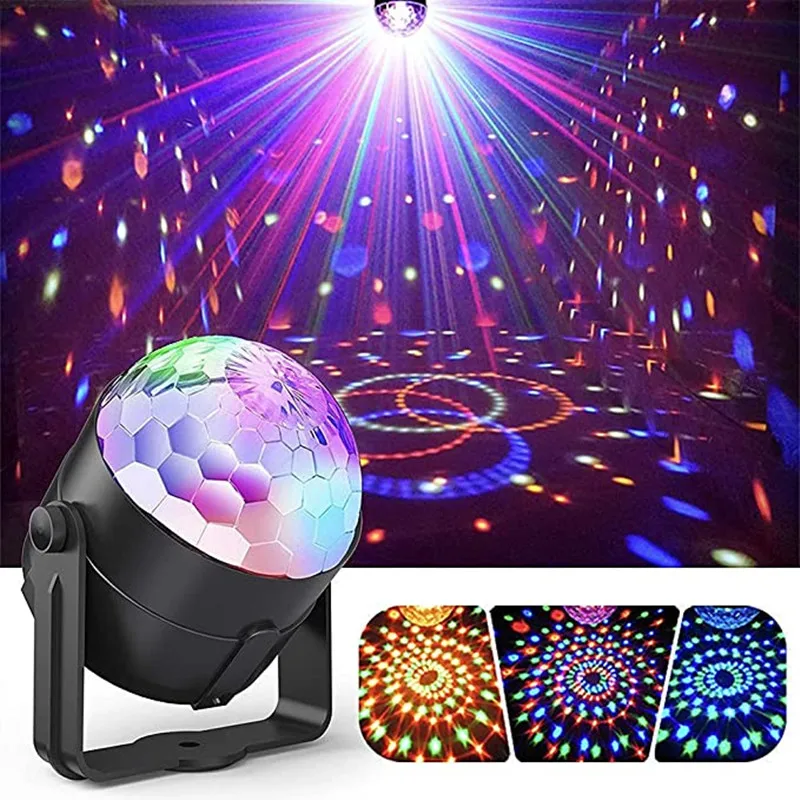 LED Stage Lights RGB Sound Activated Rotating Disco DJ Party Magic Ball Strobe Mini Laser Projector Lamp Home KTV Christmas Show