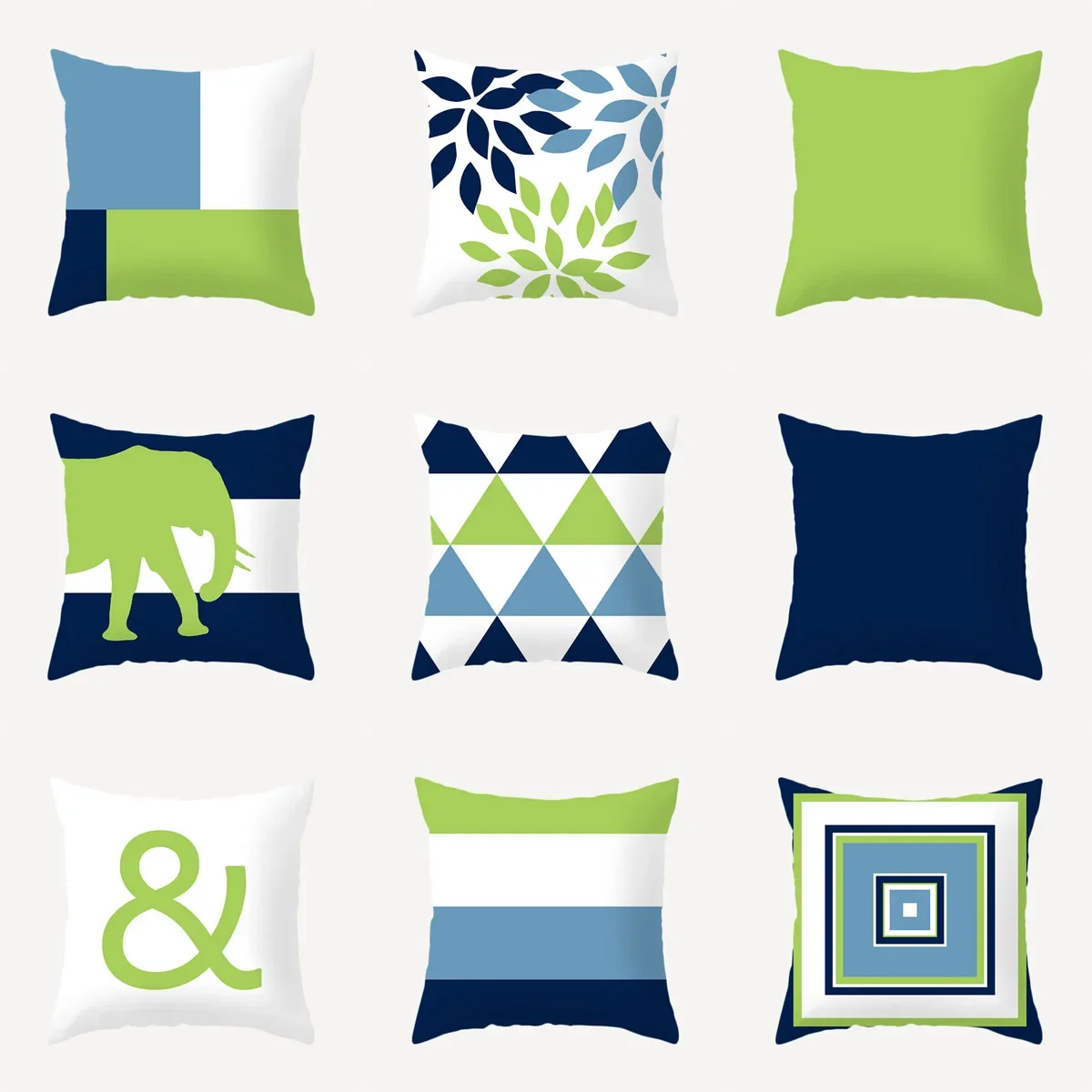 Blue Green Geometry Pattern Pillow Case Home Decoration Cushion Cover Bedroom Sofa Decor Pillow Cover 18x18 Inch（45x45cm）