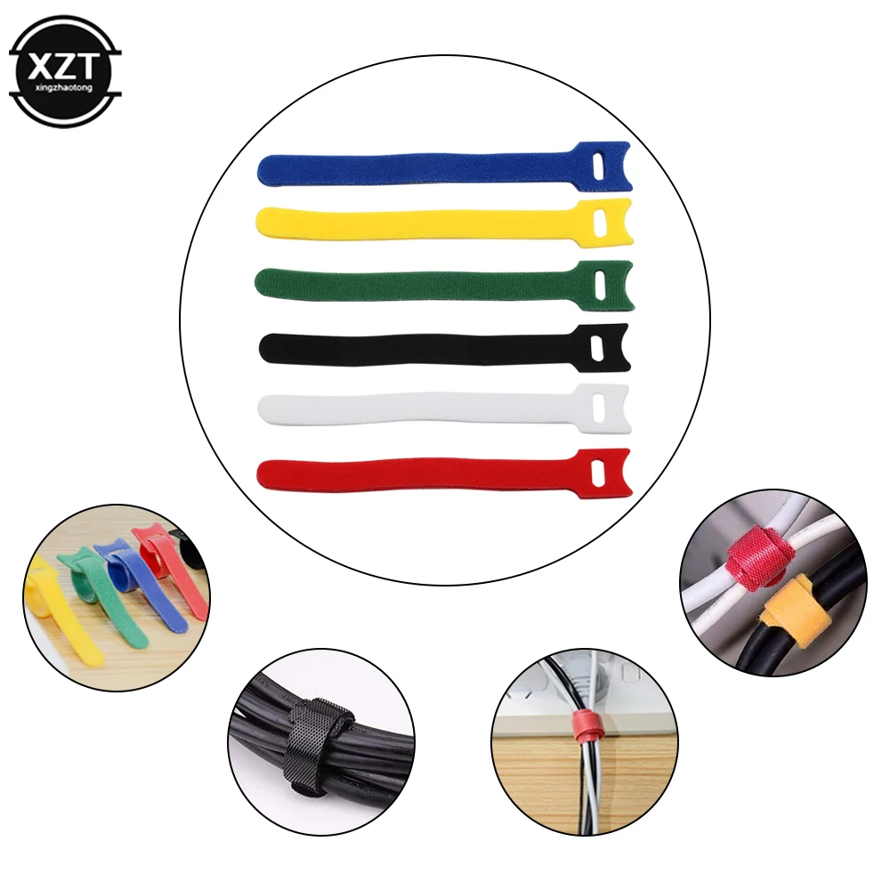 

5pcs Cable Ties Self Adhesive Reusable Loop Hook Wrap Bundle Plastics Nylon Strap Organizer Self Clip Holder Wire Tie