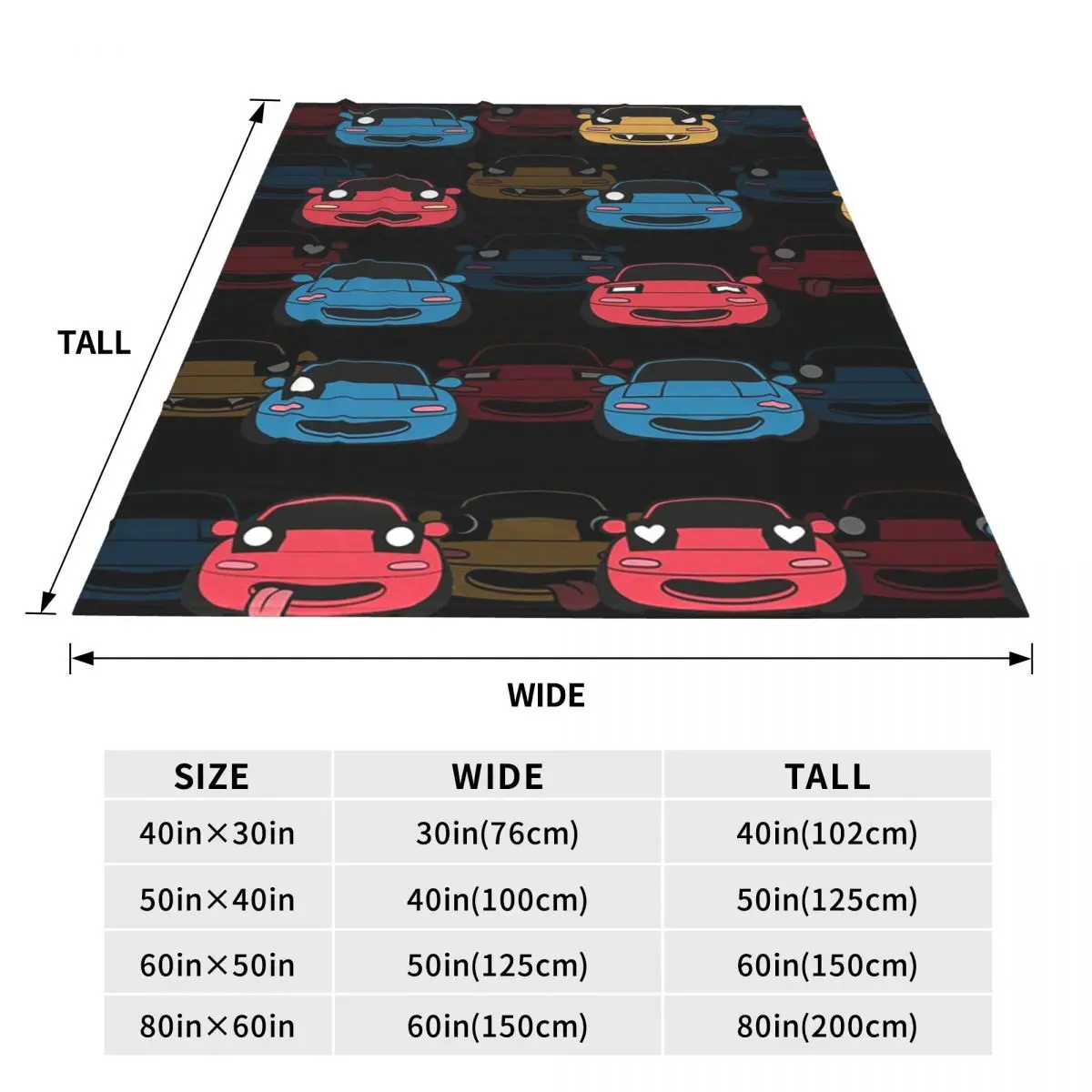 Cute Miata Face Blanket Flannel Sofa Throw Blanket Warm for Couch Bedding Throws Bedspread Quilt