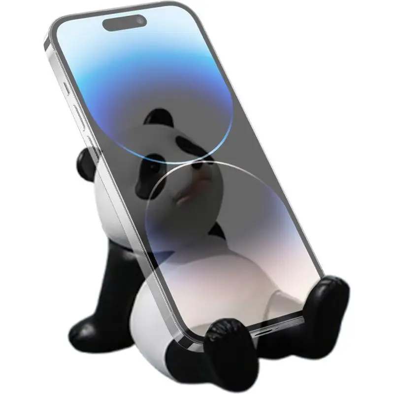 Panda Figurines For Interior Universal Cell Mobile Phone Stand Holder Modern Resin Sculpture Statue Home Office Desk Decor