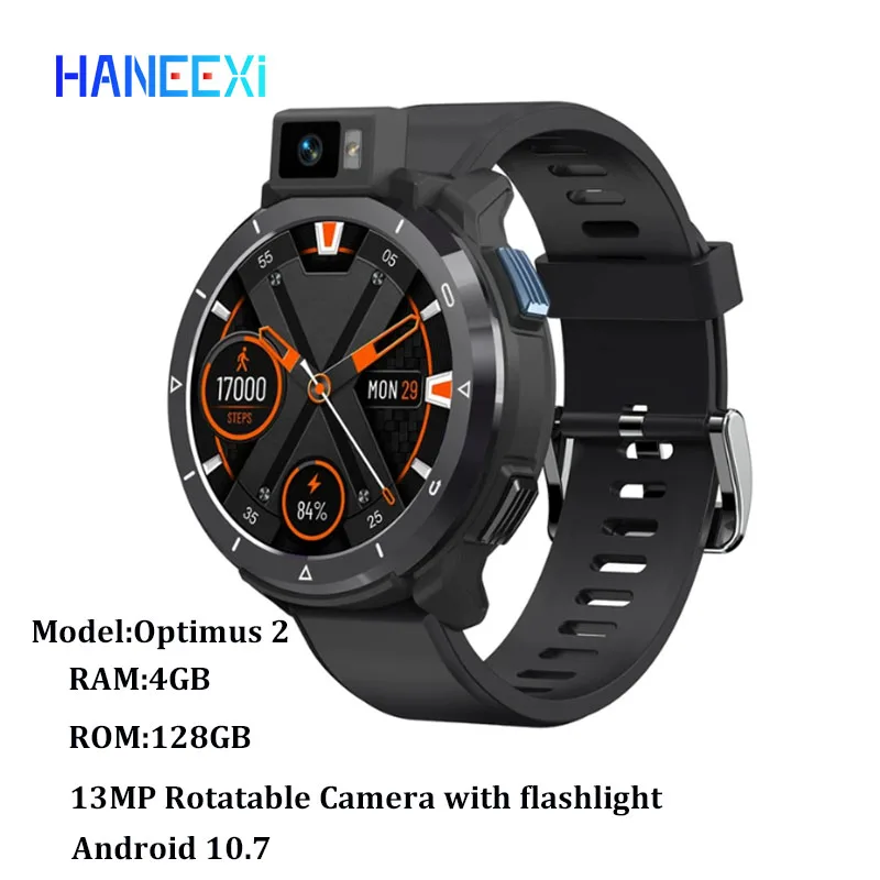 KOSPET OPTIMUS 2 4G Android 10 Smart watch Phone 4GB+128GB 13MP 90° Flashlight 2260mAh GPS Fitness Electronic Smart phone Watch