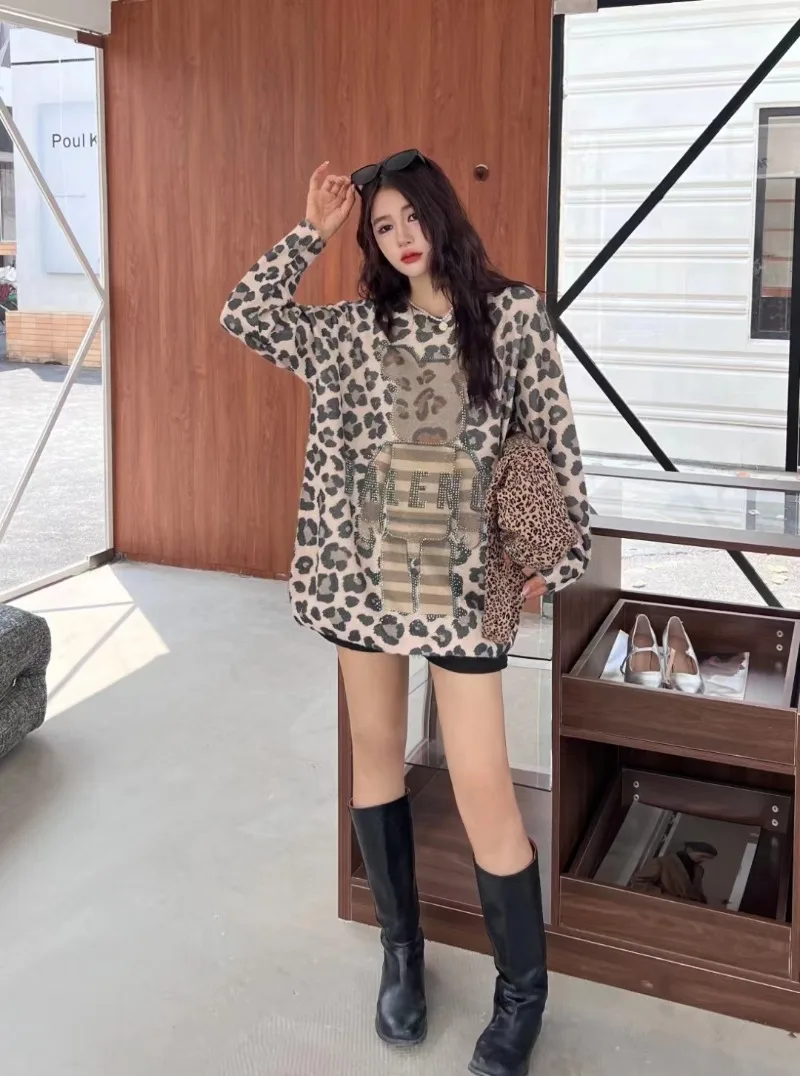 2024 Herfst Winter Nieuwe Koreaanse Temperament Casual Veelzijdige Truien Cartoon Gedrukt Gebreide Top Modieuze Lange Mouwen Trui