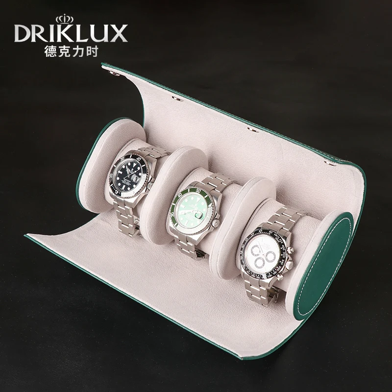 Driklux 3 Travel Watch Organizer Watches Case Leatherette Roll Watch Storage Pouch Jewelry Box 3-Slots Best Gift