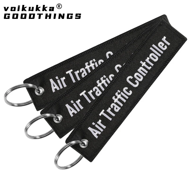 1PC 2PCS 3PCS 3 Packs Air Traffic Control Both Sides Embroidery Key Chain Car Backpack ATC Keychain Gifts Wholesale