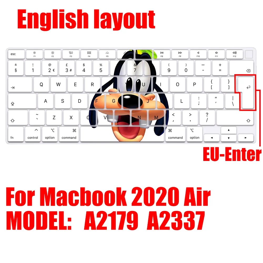 Puppy Goofy Goof EU Layout Color Print Soft Silicone Keyboard Cover For Macbook 2020 Air A2179 A2337