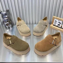 Suede Women Flats Shoes Plamform Designer Casual Shoes 2024 Autumn Buckle New Loafers Shoes Comfort Walking Femme Chaussures