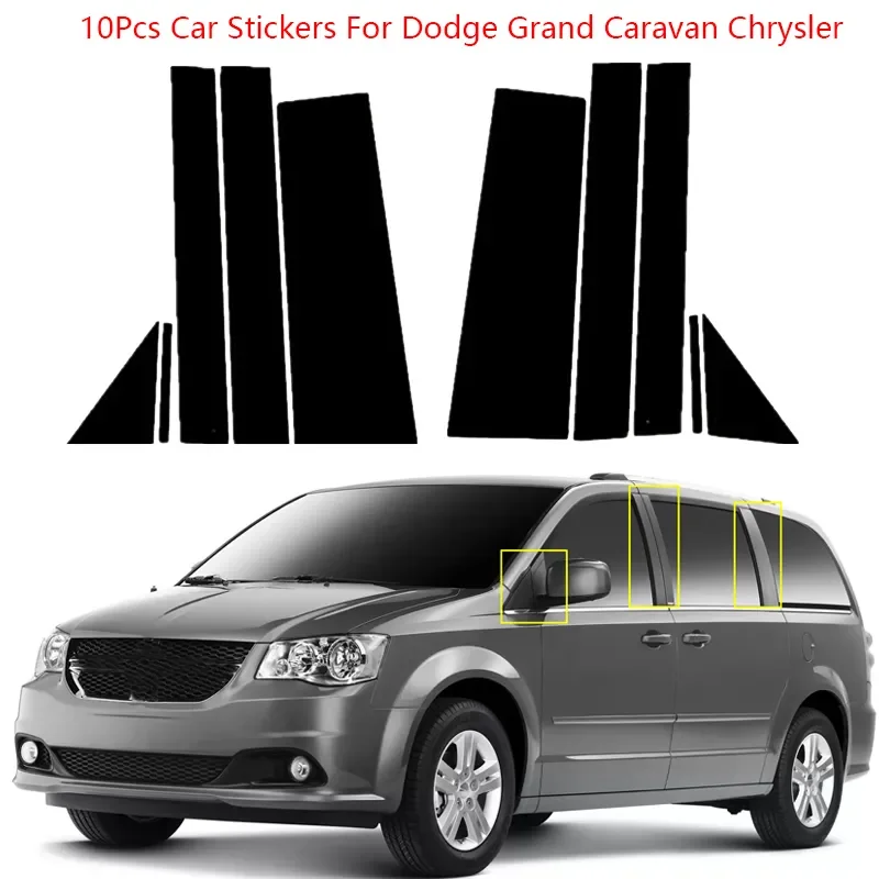 10Pcs Car Window Pillar Posts Door Trims Cover Stickers For Dodge Grand Caravan Chrysler Town Country Exterior Car Accessories