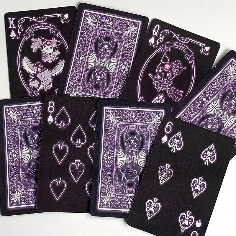 Kawaii Sanrio Kuromi Poker Cartoon Cute Children Playing Card giochi da tavolo carte da gioco giocattolo carta regalo collezione decorazione della